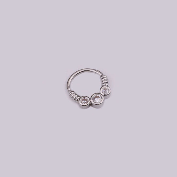 Wholesale Women's Copper Inlaid Zircon Geometric Nose Ring For Body Puncture Jewelry