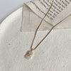 Wholesale Women's Copper Inlaid Zircon Geometric Pendant Necklace With Stainless Steel Box Chain