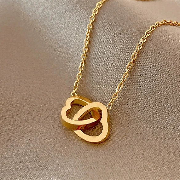 Wholesale Women's Copper Inlaid Zircon Geometric Pendant Necklace With Stainless Steel Box Chain