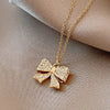 Wholesale Women's Copper Inlaid Zircon Geometric Pendant Necklace With Stainless Steel Box Chain