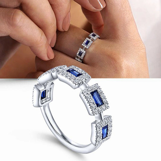 Wholesale Women's Copper Inlaid Zircon Geometric Square Ring