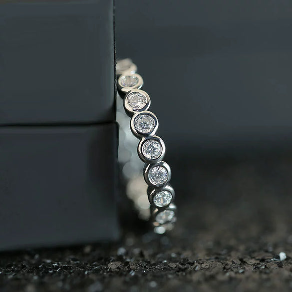 Wholesale Women's Copper Inlaid Zircon Geometric Strip Ring Jewelry