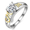 Wholesale Women's Copper Inlaid Zircon Heart Shape Geometric Ring