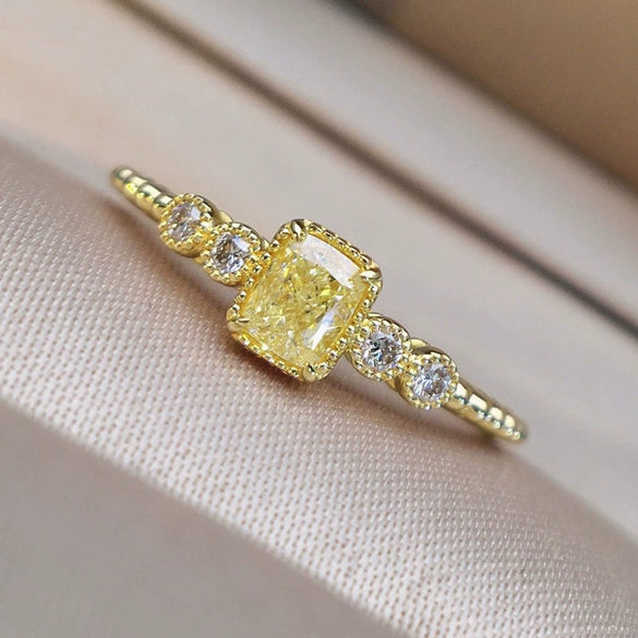 Wholesale Women's Copper Inlaid Zircon Square Geometric Elegant Ring