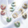 Wholesale Women's Copper Inlaid Zircon Ushaped Geometric Earrings Light Luxury Style