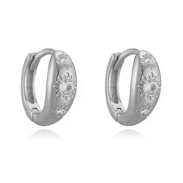 Wholesale Women's Copper Inlaid Zirconia Geometric Star Ushaped Earrings