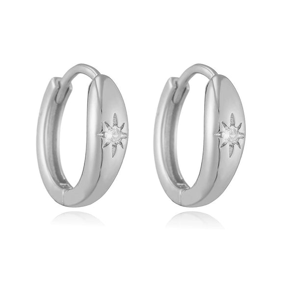 Wholesale Women's Copper Inlaid Zirconia Geometric Star Ushaped Earrings