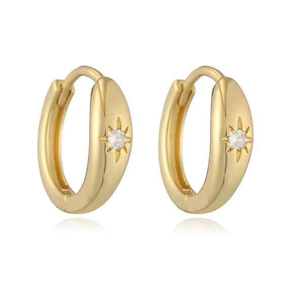 Wholesale Women's Copper Inlaid Zirconia Geometric Star Ushaped Earrings