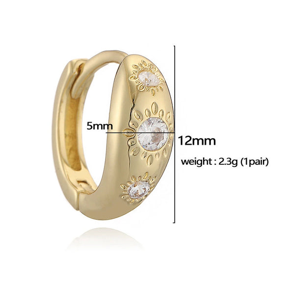 Wholesale Women's Copper Inlaid Zirconia Geometric Star Ushaped Earrings