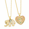 Wholesale Women's Copper Inlay Zircon Heart Pendant Ochain Necklace