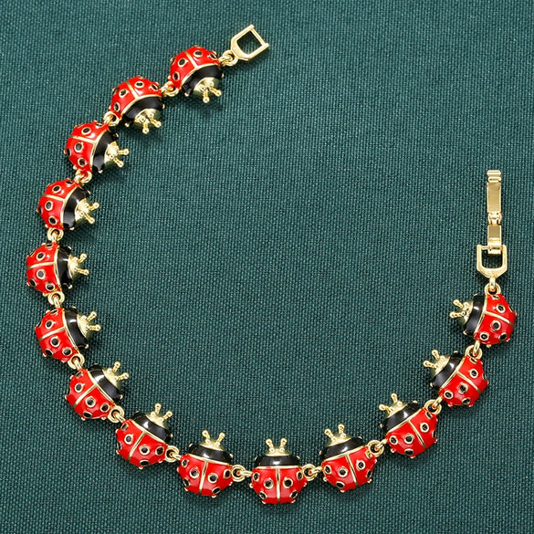 Wholesale Women's Copper Insect Pattern Oildropping Ladybug Bracelet