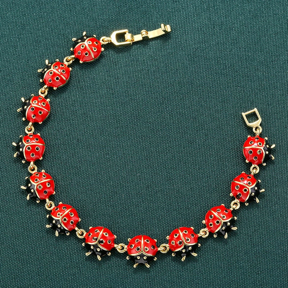 Wholesale Women's Copper Insect Pattern Oildropping Ladybug Bracelet