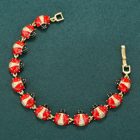 Wholesale Women's Copper Insect Pattern Oildropping Ladybug Bracelet