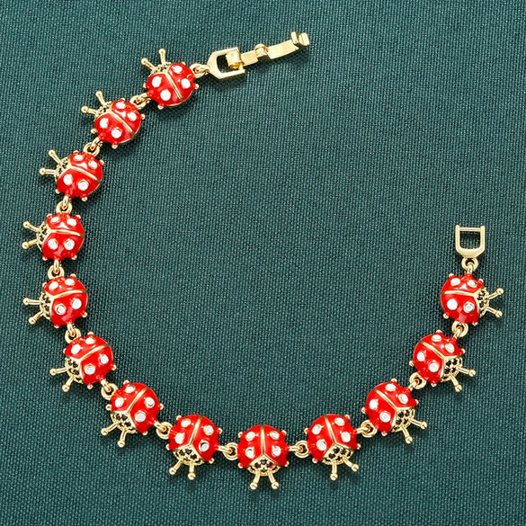 Wholesale Women's Copper Insect Pattern Oildropping Ladybug Bracelet