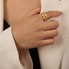 Wholesale Women's Copper Irregular Geometric Inlaid Zircon Opening Ring Jewelry Electroplated