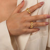 Wholesale Women's Copper Irregular Geometric Inlaid Zircon Opening Ring Jewelry Electroplated
