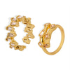 Wholesale Women's Copper Irregular Geometric Inlaid Zircon Opening Ring Jewelry Electroplated