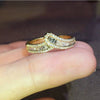 Wholesale Women's Copper Irregular Geometric Ushape Inlaid Diamond Ring Jewelry