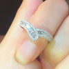 Wholesale Women's Copper Irregular Geometric Ushape Inlaid Diamond Ring Jewelry