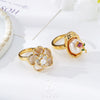 Wholesale Women's Copper 18K Gold Plated Flower Ring Retro Romantic Style