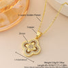 Wholesale Women's Copper 18K Gold Plated Fourleaf Clover Pendant Necklace And Bracelet Set With Ochain
