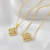 Wholesale Women's Copper 18K Gold Plated Fourleaf Clover Pendant Necklace And Bracelet Set With Ochain