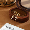 Wholesale Women's Copper 14K Gold Plated Geometric Cross Inlaid Zircon Earrings
