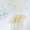 Wholesale Women's Copper 14K Gold Plated Geometric Cross Inlaid Zircon Earrings