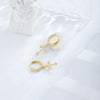 Wholesale Women's Copper 14K Gold Plated Geometric Cross Inlaid Zircon Earrings