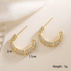 Wholesale Women's Copper 18K Gold Plated Geometric Cshaped Micropaved Zircon Earrings