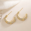 Wholesale Women's Copper 18K Gold Plated Geometric Cshaped Micropaved Zircon Earrings