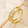 Wholesale Women's Copper 18K Gold Plated Geometric Open Ring With Microinlay Zircon