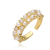 Wholesale Women's Copper 18K Gold Plated Geometric Open Ring With Microinlay Zircon