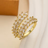 Wholesale Women's Copper 18K Gold Plated Geometric Open Ring With Microinlay Zircon