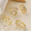 Wholesale Women's Copper 18K Gold Plated Geometric Open Ring With Microinlay Zircon