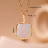 Wholesale Women's Copper 18K Gold Plated Square Mother Shell Geometric Style Clavicle Chain Necklace With Mixed Gemstone Inlay