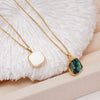Wholesale Women's Copper 18K Gold Plated Square Mother Shell Geometric Style Clavicle Chain Necklace With Mixed Gemstone Inlay