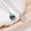 Wholesale Women's Copper 18K Gold Plated Square Mother Shell Geometric Style Clavicle Chain Necklace With Mixed Gemstone Inlay