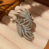 Wholesale Women's Copper Leaf Banana Leaf Ring Inlaid With Zirconia Fashion Jewelry
