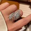 Wholesale Women's Copper Leaf Banana Leaf Ring Inlaid With Zirconia Fashion Jewelry