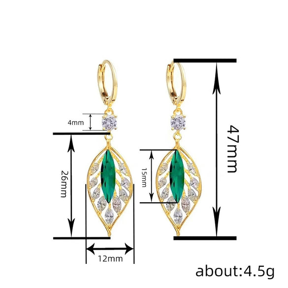 Wholesale Women's Copper Leaf Geometric Earrings Light Luxury Style