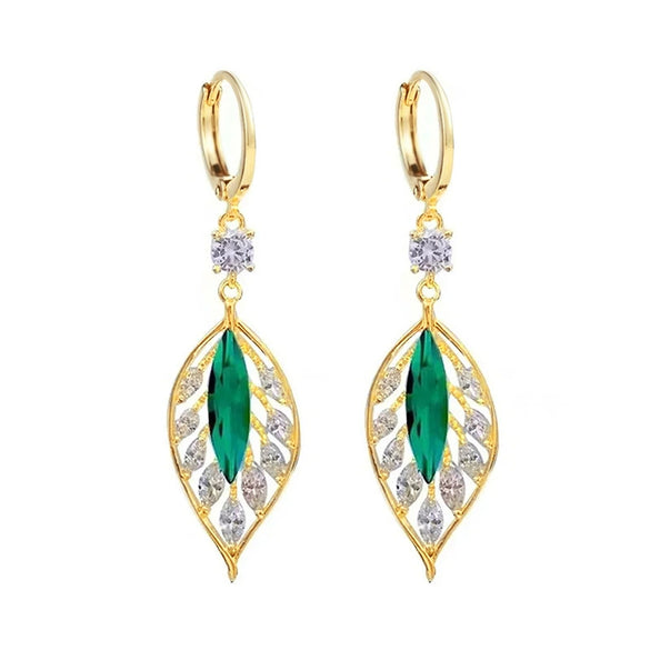 Wholesale Women's Copper Leaf Geometric Earrings Light Luxury Style