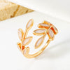 Wholesale Women's Copper Leaf Geometric Open Finger Ring With Electroplating