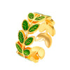 Wholesale Women's Copper Leaf Geometric Open Finger Ring With Electroplating