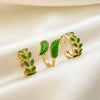 Wholesale Women's Copper Leaf Geometric Open Finger Ring With Electroplating