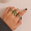 Wholesale Women's Copper Leaf Geometric Open Finger Ring With Electroplating