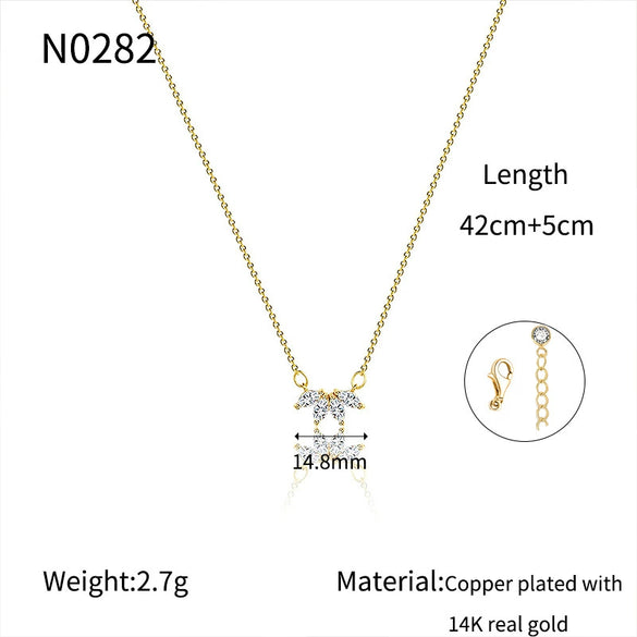 Wholesale Women's Copper Leaf Pendant Necklace With Real Gold Plated Electroplating In Geometric Style