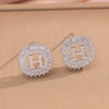 Wholesale Women's Copper Letter Earrings With 18K Gold Plating And Zircon Light Luxury And Simple Style