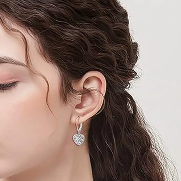 Wholesale Women's Copper Light Luxury Geometric And Heart Shape Hollow Design Electroplated Earrings
