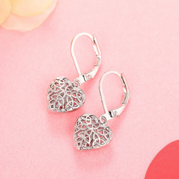 Wholesale Women's Copper Light Luxury Geometric And Heart Shape Hollow Design Electroplated Earrings